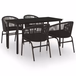 vidaXL Set da Pranzo per Giardino 5 pz Nero - Vista aggiuntiva 2