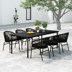 vidaXL Set da Pranzo da Giardino 7 pz Nero
