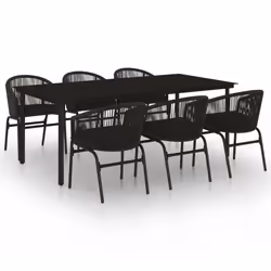 vidaXL Set da Pranzo da Giardino 7 pz Nero - Vista aggiuntiva 2