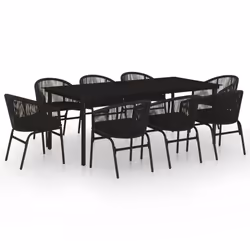 vidaXL Set da Pranzo da Giardino 9 pz Nero - Vista aggiuntiva 2