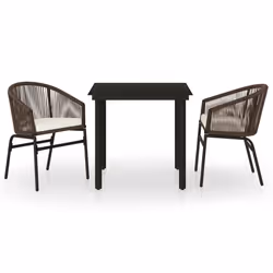 vidaXL Set Mobili da Pranzo per Giardino 3 pz Marrone - Vista aggiuntiva 2
