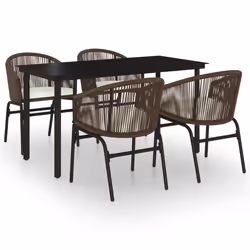 vidaXL Set Mobili da Pranzo per Giardino 5 pz Marrone - Vista aggiuntiva 2