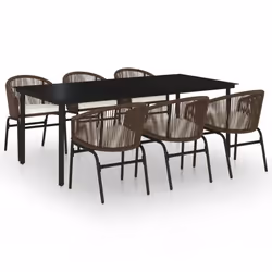 vidaXL Set da Pranzo da Giardino 7 pz Marrone - Vista aggiuntiva 2