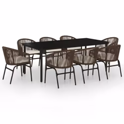 vidaXL Set da Pranzo da Giardino 9 pz Marrone - Vista aggiuntiva 2