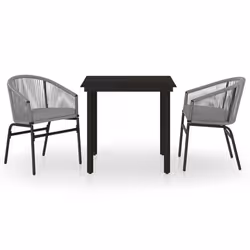 vidaXL Set Mobili da Pranzo per Giardino 3 pz Grigio - Vista aggiuntiva 2
