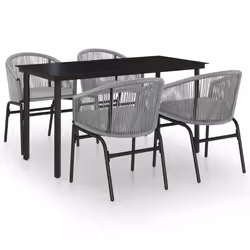 vidaXL Set Mobili da Pranzo per Giardino 5 pz Antracite - Vista aggiuntiva 2