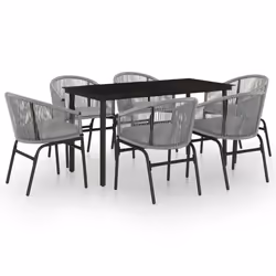 vidaXL Set Mobili da Pranzo per Giardino 7 pz Antracite - Vista aggiuntiva 2