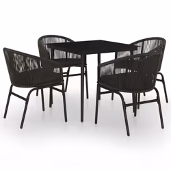 vidaXL Set da Pranzo per Giardino 5 pz Nero - Vista aggiuntiva 2