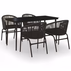 vidaXL Set da Pranzo per Giardino 5 pz Nero - Vista aggiuntiva 2