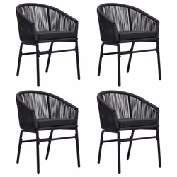 vidaXL Set da Pranzo per Giardino 5 pz Nero - Vista aggiuntiva 3