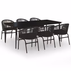 vidaXL Set da Pranzo da Giardino 7 pz Nero - Vista aggiuntiva 2