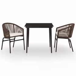 vidaXL Set Mobili da Pranzo per Giardino 3 pz Marrone - Vista aggiuntiva 2