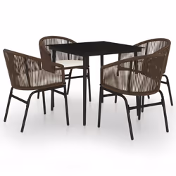 vidaXL Set Mobili da Pranzo per Giardino 5 pz Marrone - Vista aggiuntiva 2
