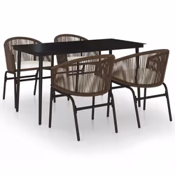 vidaXL Set Mobili da Pranzo per Giardino 5 pz Marrone - Vista aggiuntiva 2