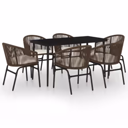 vidaXL Set Mobili da Pranzo per Giardino 7 pz Marrone - Vista aggiuntiva 2