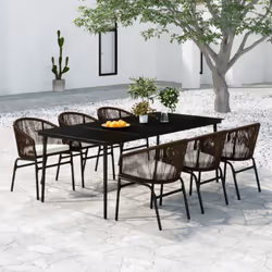 Crea un'estetica avvincente e coesa nel vostro spazio esterno con questo set da pranzo da giardino! Questo set da pranzo da g ...