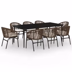 vidaXL Set da Pranzo da Giardino 9 pz Marrone - Vista aggiuntiva 2