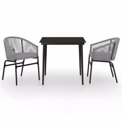 vidaXL Set Mobili da Pranzo per Giardino 3 pz Antracite - Vista aggiuntiva 2