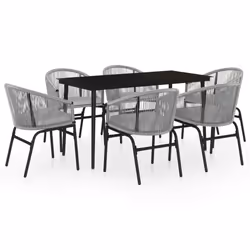 vidaXL Set da Pranzo da Giardino 7 pz Grigio - Vista aggiuntiva 2