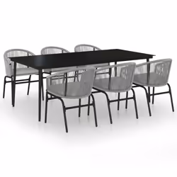 vidaXL Set da Pranzo da Giardino 7 pz Grigio - Vista aggiuntiva 2