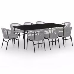 vidaXL Set Mobili da Pranzo da Giardino 9 pz Antracite - Vista aggiuntiva 2