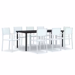 vidaXL Set da Pranzo da Giardino 9 pz Bianco - Vista aggiuntiva 2
