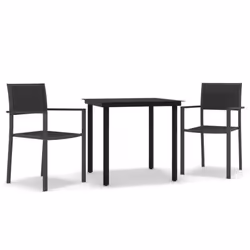 vidaXL Set da Pranzo da Giardino 3 pz Nero - Vista aggiuntiva 2