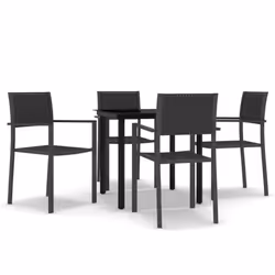 vidaXL Set da Pranzo da Giardino 5 pz Nero - Vista aggiuntiva 2