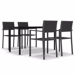vidaXL Set da Pranzo da Giardino 5 pz Nero - Vista aggiuntiva 2