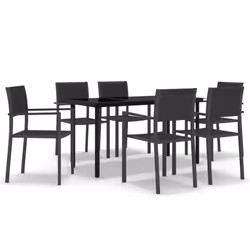 vidaXL Set da Pranzo da Giardino 7 pz Nero - Vista aggiuntiva 2