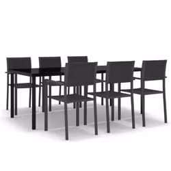vidaXL Set Mobili da Pranzo da Giardino 7 pz Nero - Vista aggiuntiva 2