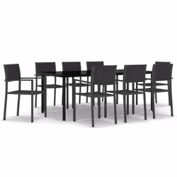 vidaXL Set da Pranzo da Giardino 9 pz Nero - Vista aggiuntiva 2