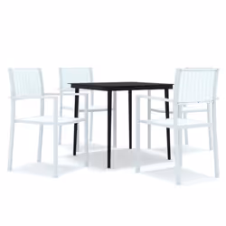 vidaXL Set Mobili da Pranzo per Giardino 5 pz Bianco - Vista aggiuntiva 2