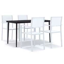 vidaXL Set Mobili da Pranzo per Giardino 5 pz Bianco - Vista aggiuntiva 2