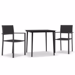 vidaXL Set da Pranzo da Giardino 3 pz Nero - Vista aggiuntiva 2