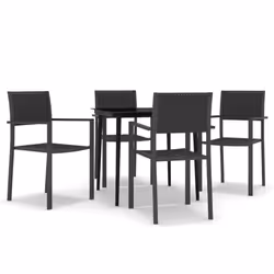 vidaXL Set da Pranzo da Giardino 5 pz Nero - Vista aggiuntiva 2