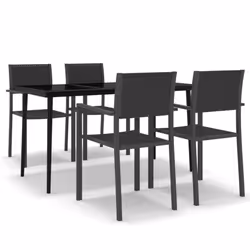 vidaXL Set da Pranzo da Giardino 5 pz Nero - Vista aggiuntiva 2