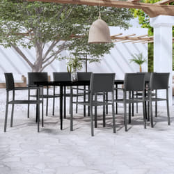 vidaXL Set da Pranzo da Giardino 9 pz Nero