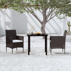 vidaXL Set da Pranzo da Giardino 3 pz con Cuscini Nero