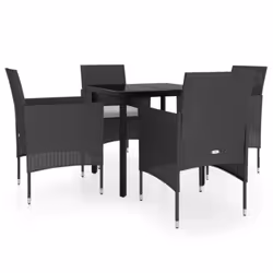 vidaXL Set da Pranzo da Giardino 5 pz con Cuscini Nero - Vista aggiuntiva 2