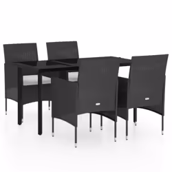 vidaXL Set da Pranzo da Giardino 5 pz con Cuscini Nero - Vista aggiuntiva 2