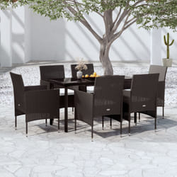 vidaXL Set da Pranzo da Giardino 7 pz con Cuscini Nero