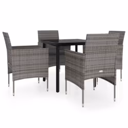 vidaXL Set da Pranzo da Giardino 5 pz con Cuscini Grigio e Nero - Vista aggiuntiva 2