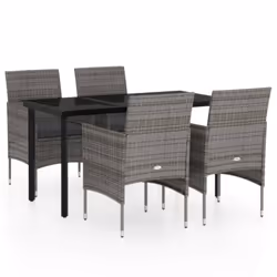 vidaXL Set da Pranzo da Giardino 5 pz con Cuscini Grigio e Nero - Vista aggiuntiva 2