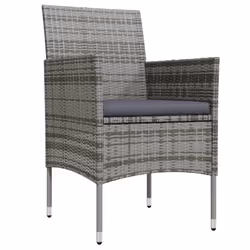 vidaXL Set da Pranzo da Giardino 7 pz con Cuscini Grigio e Nero - Vista aggiuntiva 3