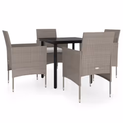 vidaXL Set da Pranzo da Giardino 5 pz con Cuscini Beige e Nero - Vista aggiuntiva 2