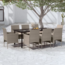 vidaXL Set da Pranzo per Giardino 9 pz con Cuscini Beige e Nero