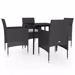 vidaXL Set da Pranzo da Giardino 5 pz con Cuscini Nero - Vista aggiuntiva 2