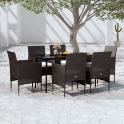 vidaXL Set da Pranzo da Giardino 7 pz con Cuscini Nero