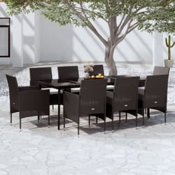 vidaXL Set da Pranzo da Giardino 9 pz con Cuscini Nero